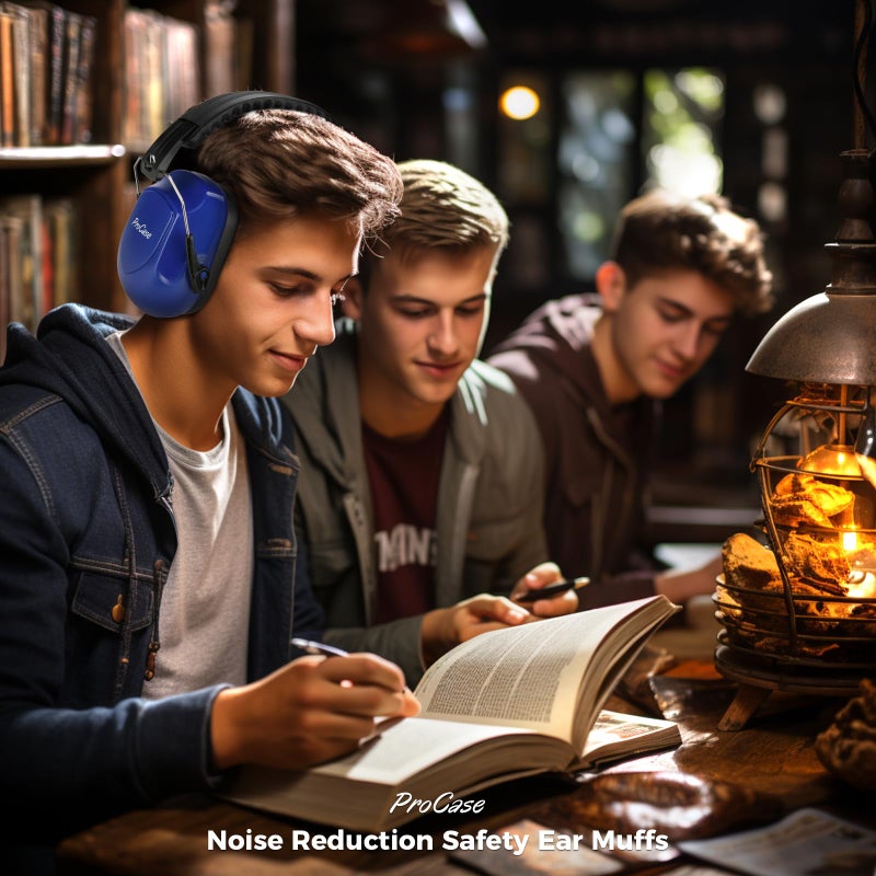 ProCase Noise Reduction Ear Muffs, Sound Proof Ear Protection, NRR 28dB Noise Cancelling Headphones for Adults Kids Autism, Hearing Protection for Mowing -2 Packs, Navy & Black - Image 5