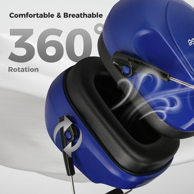 ProCase Noise Reduction Ear Muffs, Sound Proof Ear Protection, NRR 28dB Noise Cancelling Headphones for Adults Kids Autism, Hearing Protection for Mowing -2 Packs, Navy & Black - Image 4