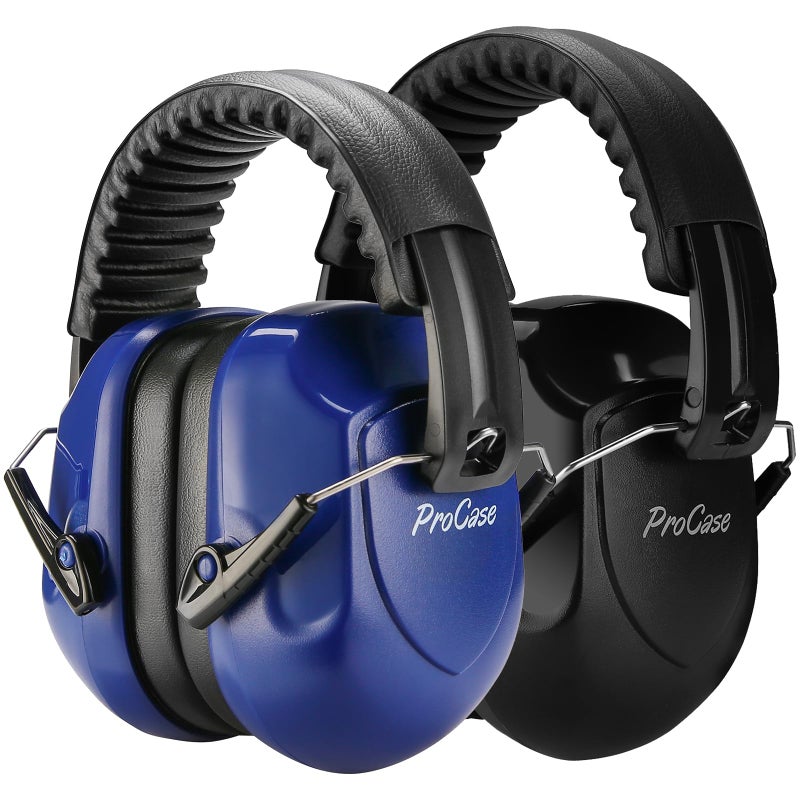 ProCase Noise Reduction Ear Muffs, Sound Proof Ear Protection, NRR 28dB Noise Cancelling Headphones for Adults Kids Autism, Hearing Protection for Mowing -2 Packs, Navy & Black - Image 1