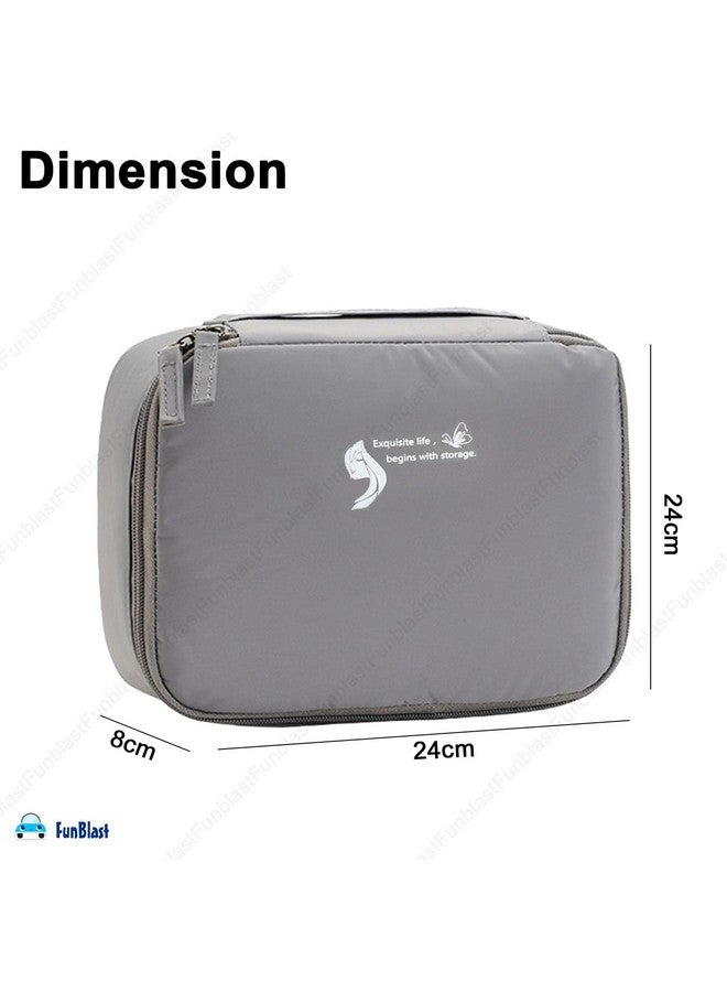 فنبلاست حقيبة مستحضرات التجميل FunBlast للنساء - حقيبة تنظيم أدوات الزينة والمكياج للسفر للنساء، حقيبة حمام، حقيبة أدوات الحلاقة، حقيبة أدوات الزينة والمستحضرات التجميلية، حقيبة أدوات الزينة للنساء (رمادي) - Image 2