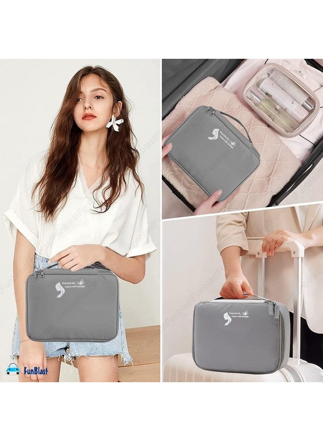 فنبلاست حقيبة مستحضرات التجميل FunBlast للنساء - حقيبة تنظيم أدوات الزينة والمكياج للسفر للنساء، حقيبة حمام، حقيبة أدوات الحلاقة، حقيبة أدوات الزينة والمستحضرات التجميلية، حقيبة أدوات الزينة للنساء (رمادي) - Image 5