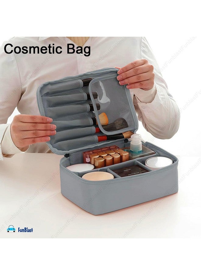 فنبلاست حقيبة مستحضرات التجميل FunBlast للنساء - حقيبة تنظيم أدوات الزينة والمكياج للسفر للنساء، حقيبة حمام، حقيبة أدوات الحلاقة، حقيبة أدوات الزينة والمستحضرات التجميلية، حقيبة أدوات الزينة للنساء (رمادي) - Image 4