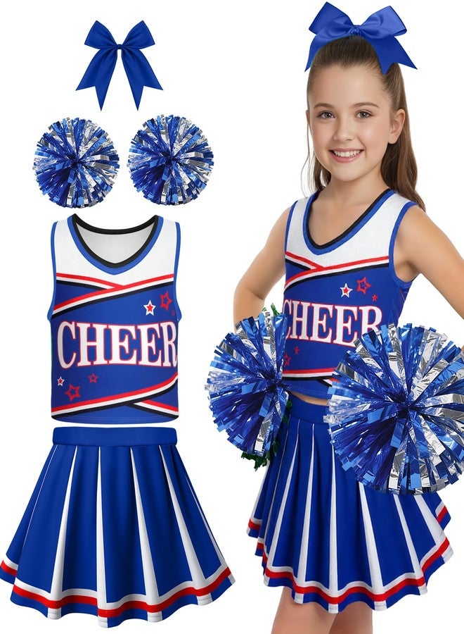 JenPen Cheerleader Costume for Cute Cheerleading Outfit Cheer Uniform for Halloween Dress Up with Accessories(L(7-9year),Blue) - Image 1