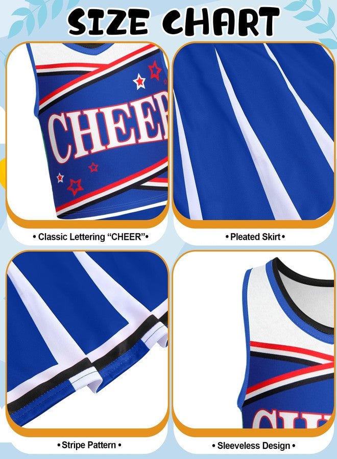 JenPen Cheerleader Costume for Cute Cheerleading Outfit Cheer Uniform for Halloween Dress Up with Accessories(L(7-9year),Blue) - Image 2