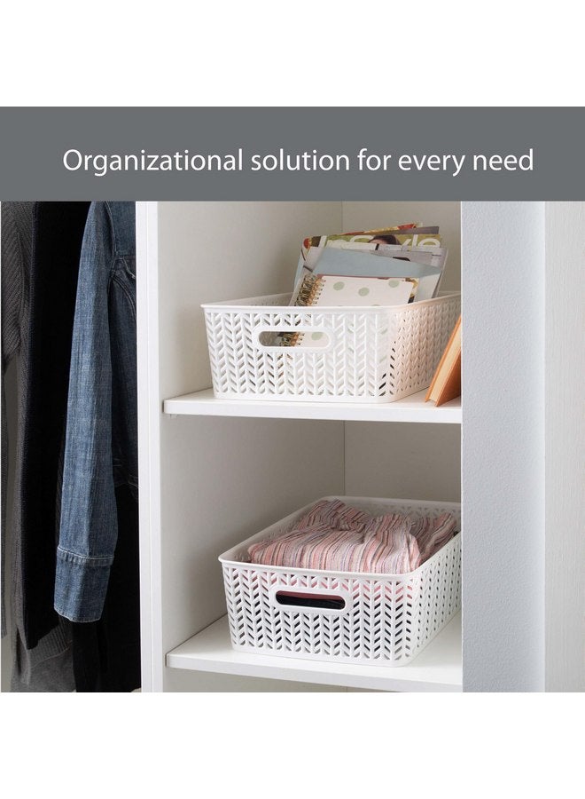 Simplify 25174-WHT-2PK Herringbone Storage Basket, Medium, White, 2 Count - Image 3