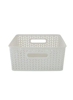 Simplify Simplify 25174-WHT-2PK Herringbone Storage Basket, Medium, White, 2 Count  - Image 4