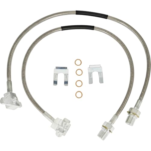 EZROAD 2X Front Extended Stainless Steel Brake Line 89340S Compatible with Chevrolet C10 C20 K10 K20 K5 Blazer Compatible with GMC C15 C25 K15 K25 Jimmy Suburban 19711991 Pickup Truck SUV Lift - Image 1