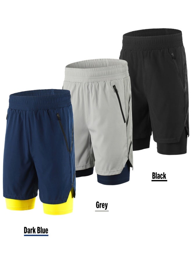 ARSUXEO Men 2 in 1 Running Shorts Quick Drying Breathable Active Training Exercise Jogging Marathon Cycling Shorts - Image 4