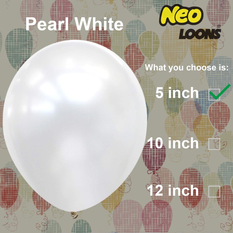 Neo LOONS® 100 pcs 5" Pearl White Premium Latex Balloons - Great for Kids, Adult Birthdays, Weddings, Receptions, Baby Showers, Water Fights, or Any Celebration - Image 2