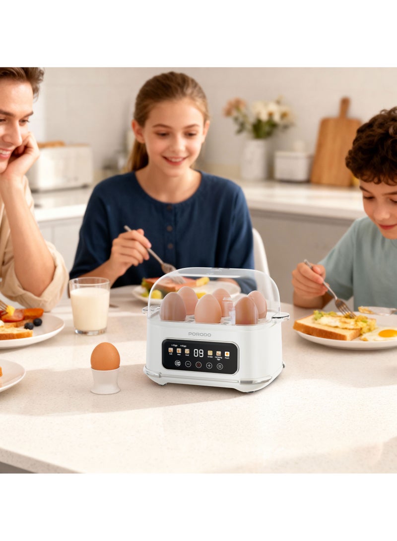 porodo Smart Electric Egg Boiler, 380W Egg Cooker, Up to 6 Eggs, Present Program Selector, Auto Shut-off Function, 100mL Water Capacity - Image 2