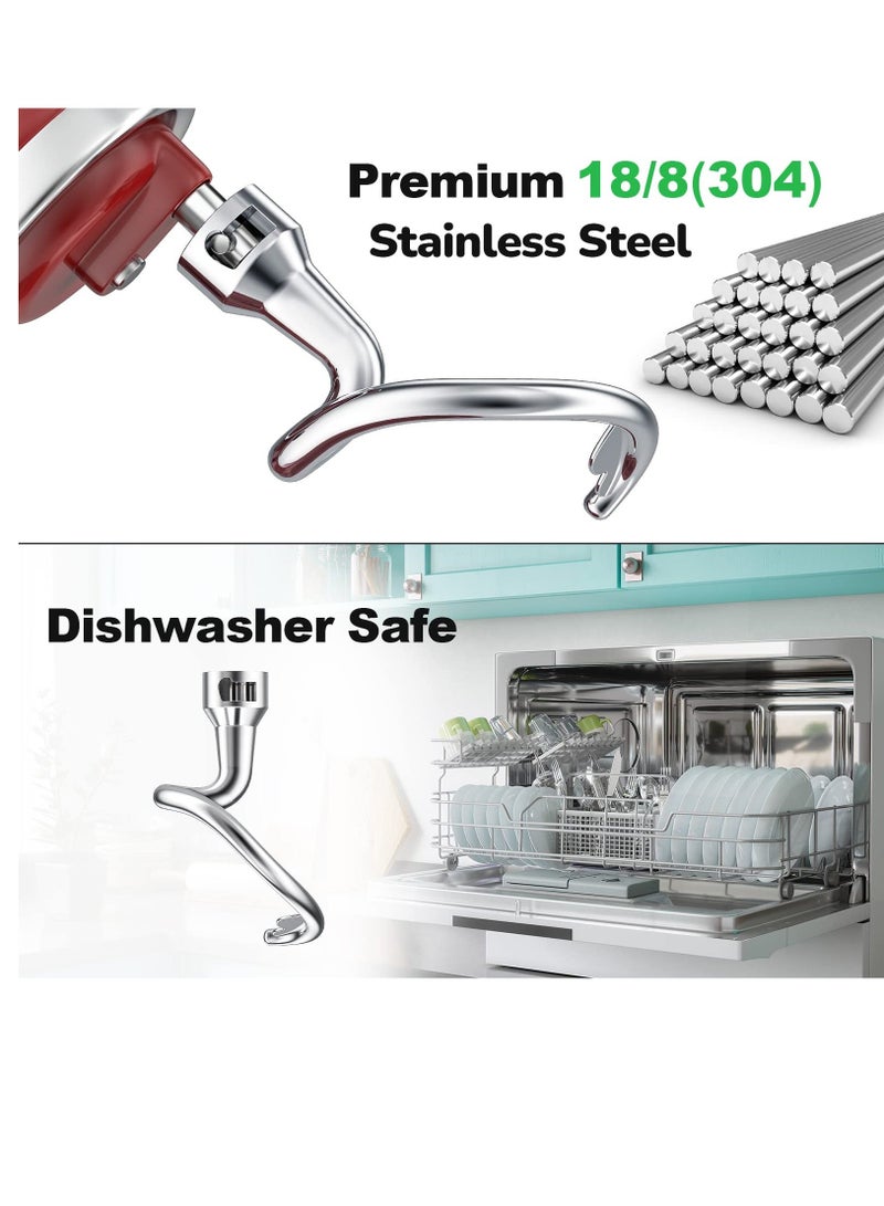 Spiral Dough Hook Replacement for Kitchenaid 4.5/5 Qt. Tilt-Head Stand Mixers, 18/8 Stainless Steel K45DH, Dough Hook Replacement for Kitchenaid Mixers, K45 K45SS KSM75 KSM90 KSM95 KSM100 KSM110  - Image 2