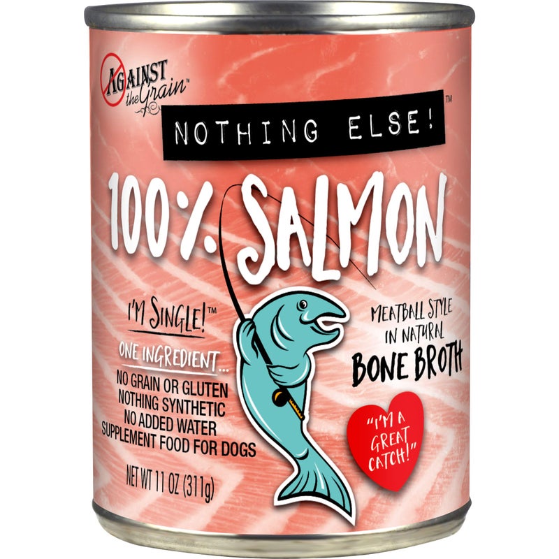 Evanger's Against The Grain Nothing Else! 100% Salmon Dog Food â€“ 12 Count, 11 oz Each â€“ Single-Ingredient Meatball Texture in Natural Broth â€“ Wet Dog Food â€“ Grain & Gluten Free - Image 4