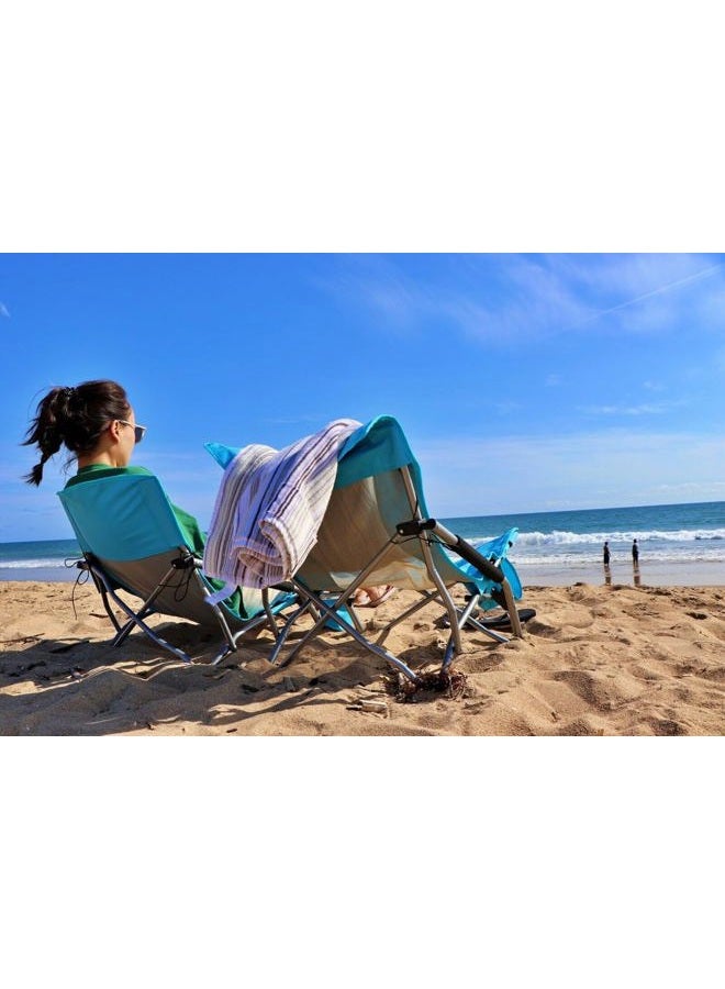 Nice C Camping on the Low Beach Folding Chair, Ultralight Backpacking Chair with Cup Holder & Carry Bag, Compact & High Performance Outdoor, Camping (2 Sets of Blue) - Image 2