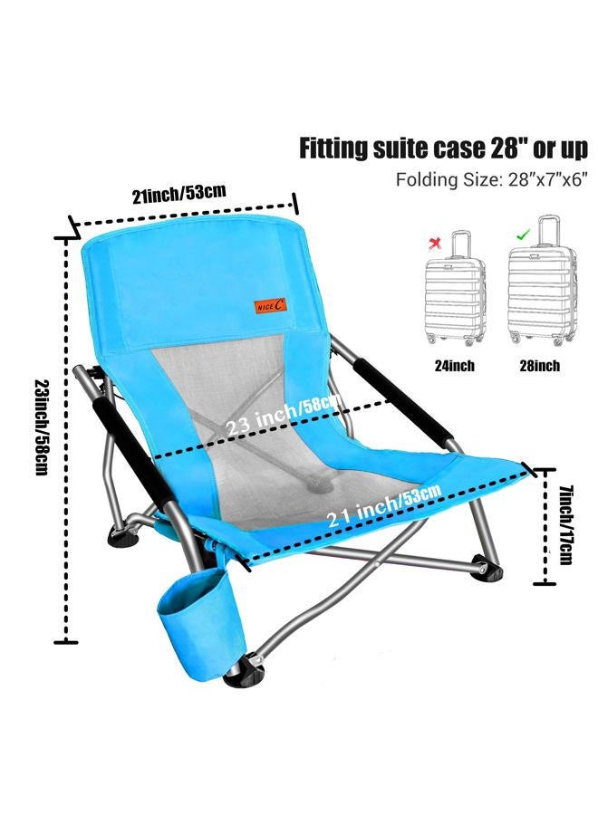 Nice C Camping on the Low Beach Folding Chair, Ultralight Backpacking Chair with Cup Holder & Carry Bag, Compact & High Performance Outdoor, Camping (2 Sets of Blue) - Image 3