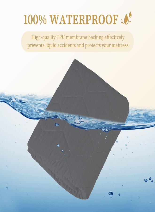 Safe and Sound King Quilted Fitted Waterproof Mattress Pad, Breathable Premium Soft Filling Mattress Protector, 8-21 Inches Deep Pocket Noiseless Mattress Cover (Grey) - Image 1