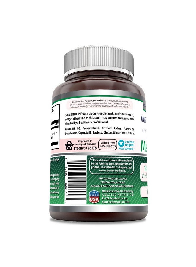 Amazing Nutrition Amazing Formulas Melatonin Supplement | 10 Mg per Serving | 120 Softgels | Non-GMO | Gluten-Free | Made in USA  - Image 2