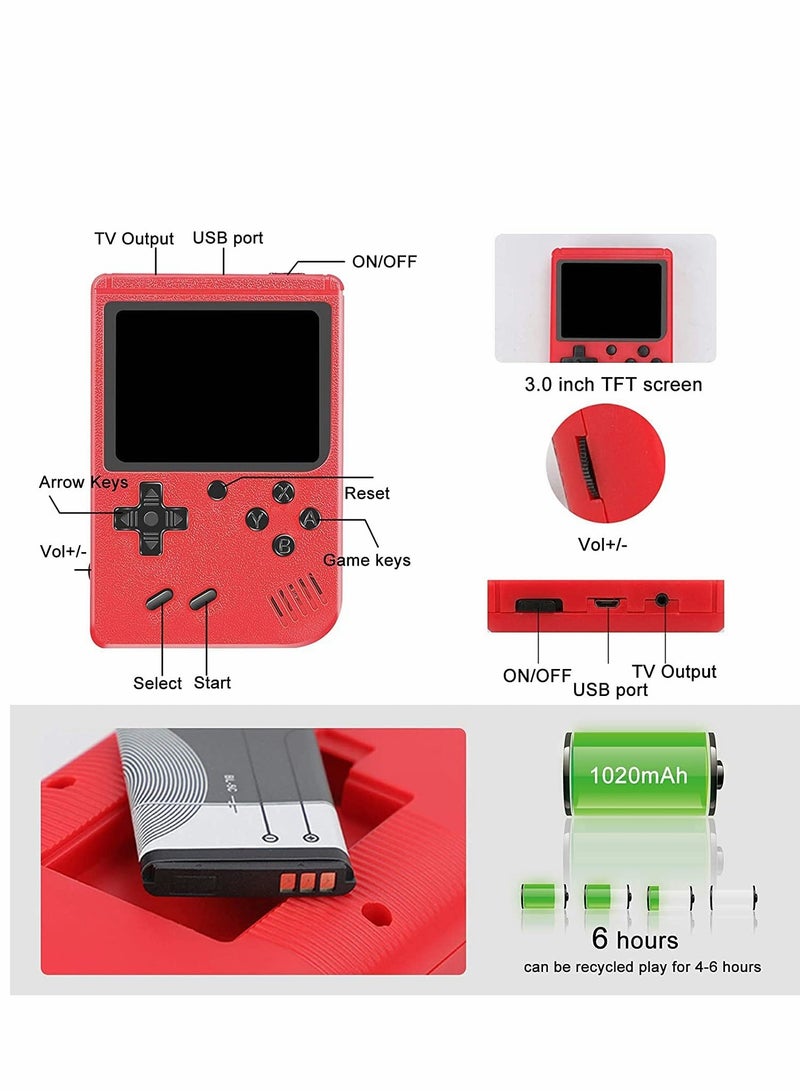 KASTWAVE Handheld Game Console, 400 Classic FC Games, Mini Handheld Game Console with 3.0-Inches Color Screen , 1020mAh Rechargeable Battery That Can Connect to TV and Two Players - Image 5