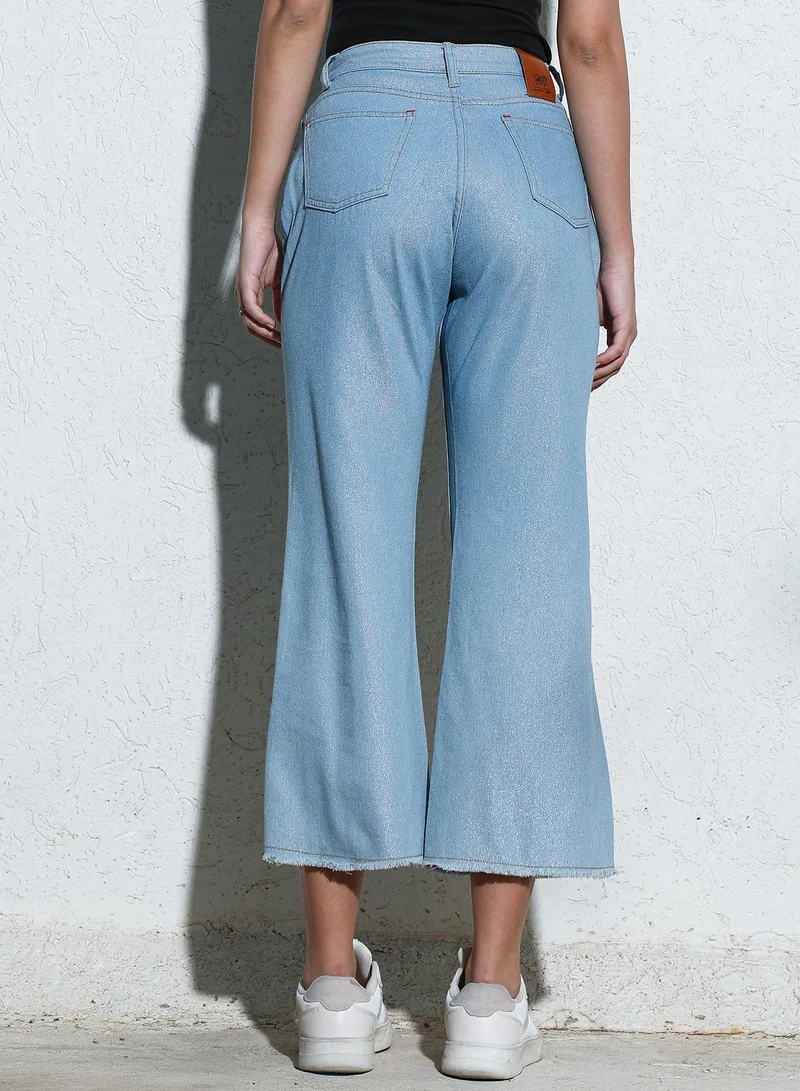Pinacolada  Women's Light Blue Light-Wash Flared Denim Jeans For Casual Wear | High-Waist | Relaxed Fit | Button Closure | Denim Jeans Crafted With Comfort Fit For Everyday Wear for Women | Best Price UAE