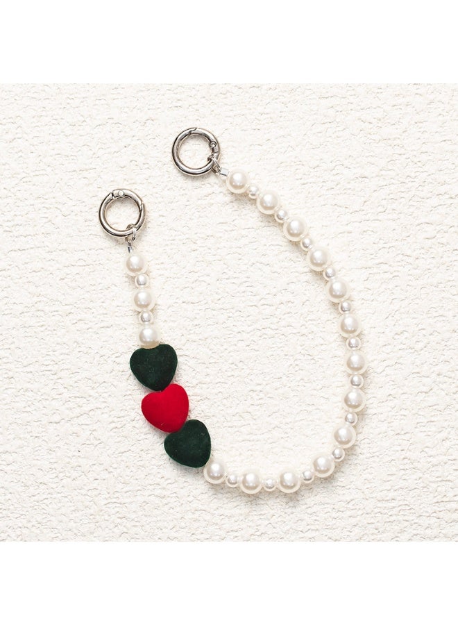 NIBEMINENT Phone Charm/ Chain Strap for Women Girls, Love Pearl Cell Phone Case Lanyard Wrist Strap