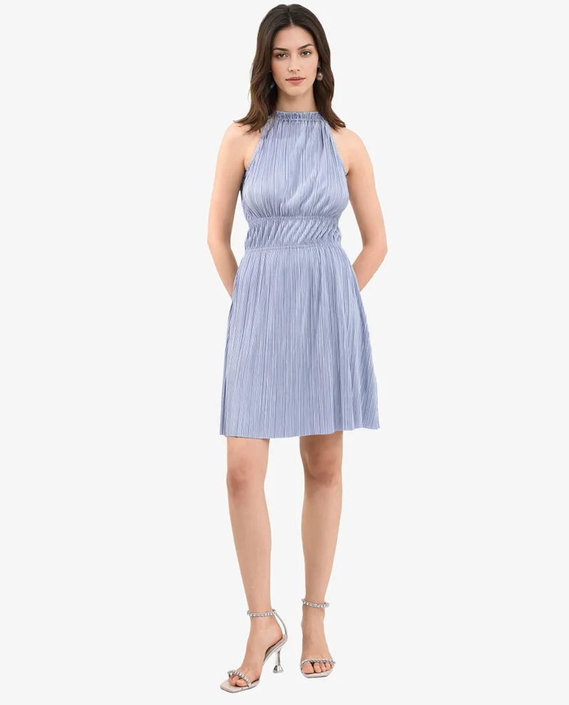 Rareism Women's Sleeveless Pleated Fit-And-Flare Dress