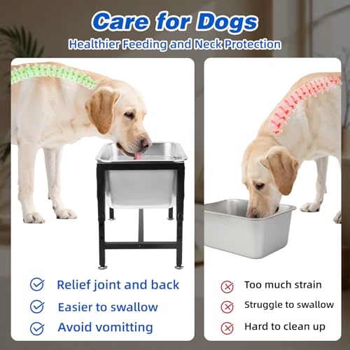 YUEPET 3 Gallon Elevated Dog Water Bowl for Large Extra Large Dogs Stainless Steel Dog Bowl with 4 Heights Adjustable Metal Anti-Slip Stand Pet Food Bowl for Joint Pressure Relief Indoor Outdoor Use - Image 5