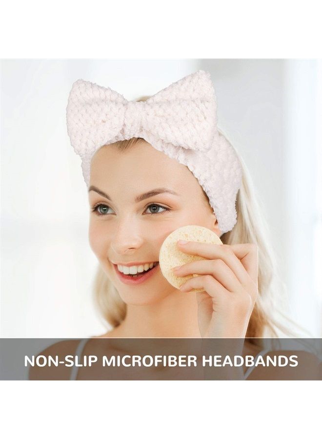Whaline 6 Pack Spa Headband Pelerine Design Bowknot Headband Elastic Yoga Makeup Headband Soft Fluffy Bowtie Hair Band Head Wrap for Washing Face Shower Sports Beauty Skincare Women Girls