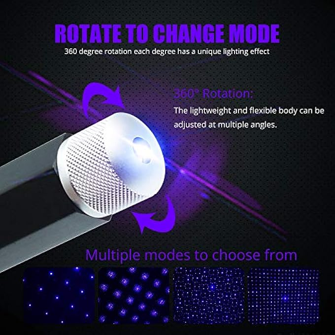 YEERON Car Roof Star Night Light Adjustable MultiEffect Romantic Environmental Lights Home Lights Ceiling Decorative Lights1Pack Blue - Image 5
