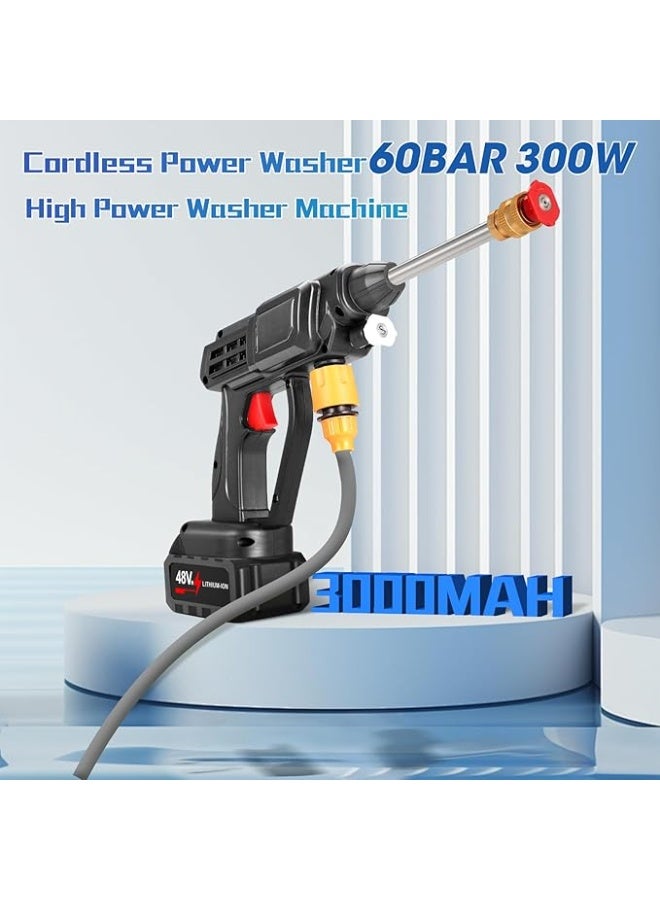 Portable, rechargeable, high-pressure water pressure washer with a foam tank and multiple accessories – easy to carry and use - Image 2