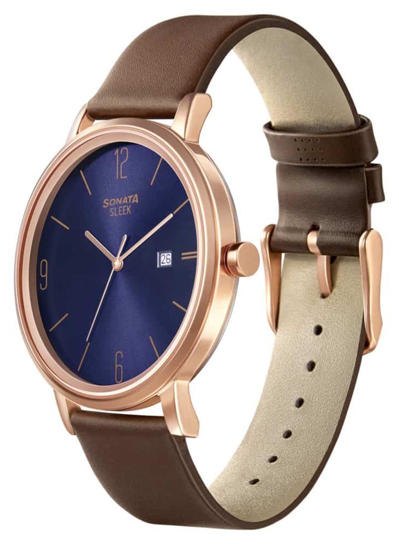 سوناتا ساعة يد جلدية بعقارب دائرية للرجال  - . مم - Image 2