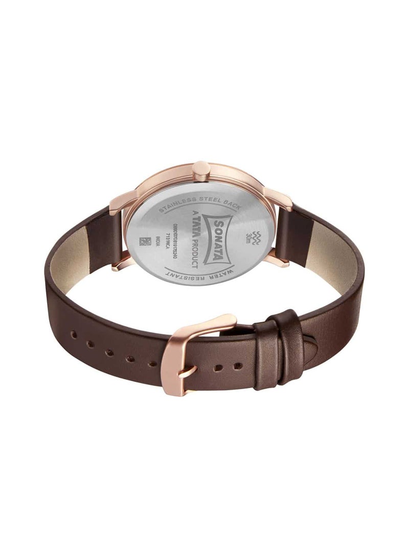 سوناتا ساعة يد جلدية بعقارب دائرية للرجال  - . مم - Image 4