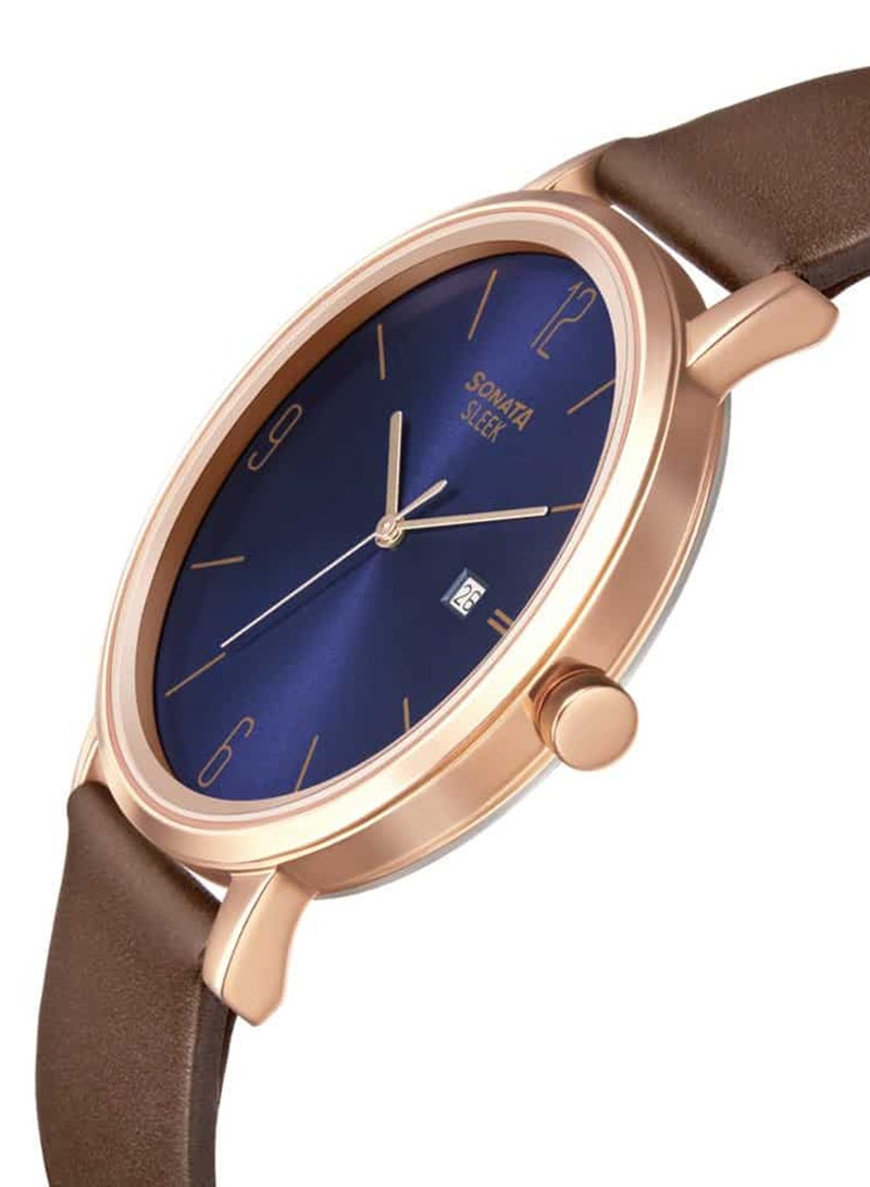 سوناتا ساعة يد جلدية بعقارب دائرية للرجال  - . مم - Image 3