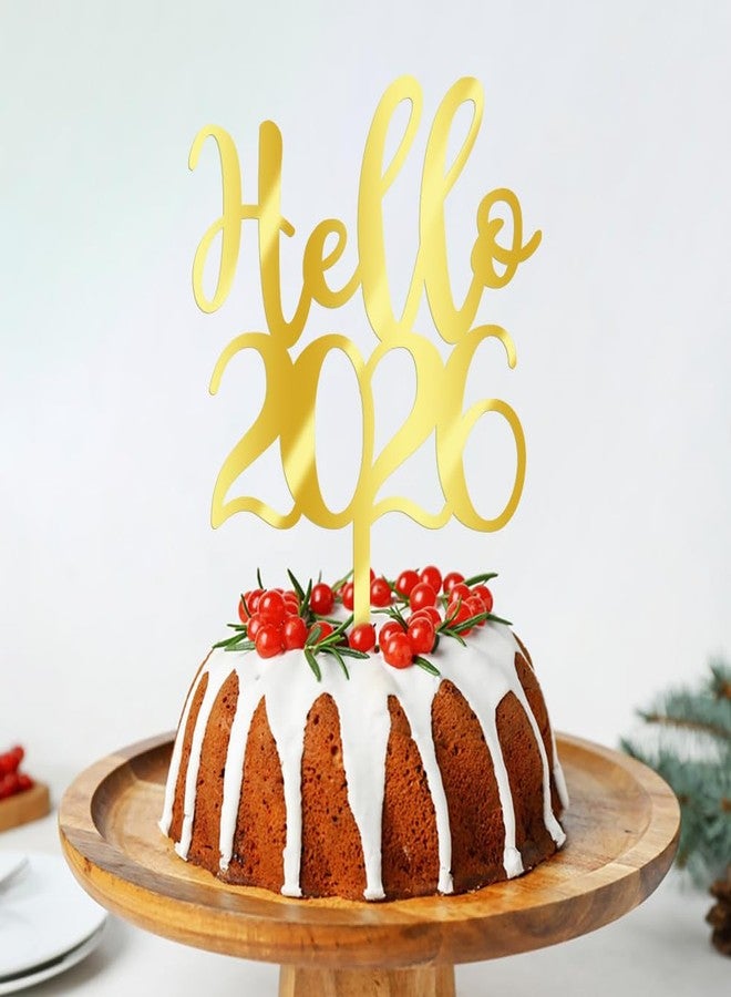 Qertesl Acrylic Hello 2026 Cake Topper,Welcome 2026,Cheers 2026 cake decoration,New Year's Eve Party Decorations Supplies. - Image 5