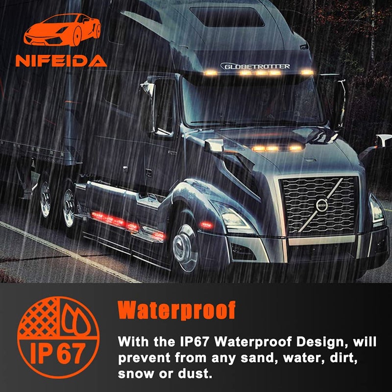 nifeida 4PCS 4Inch Waterproof Trailer Side Marker Light 4LED Amber/Red Clearance Lights Front Rear Surface Mount for Trailer Truck Boat RV Camper DC12V [2 Red & 2 Amber] - Image 4