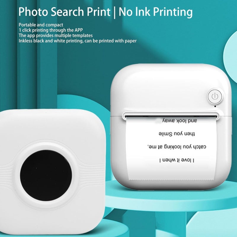 Yunseity Sticker Printer, Bluetooth Thermal Label Printer with 1 Roll Paper, Portable Inkless Sticker Maker Machine Instant Print for Notes Journal Memo Photo Receipts DIY - Image 2