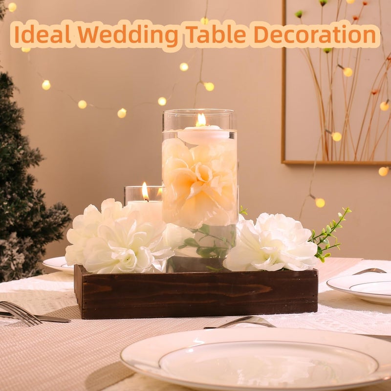 Wppnsy 24 Pcs Floating Candles For Centerpieces And Floating Flowers Artificial Flowers Head Vase Filler For Party Home Table Wedding Centerpieces Decoration (Champagne) - Image 2