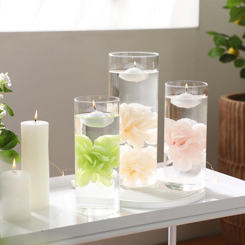 Wppnsy 24 Pcs Floating Candles For Centerpieces And Floating Flowers Artificial Flowers Head Vase Filler For Party Home Table Wedding Centerpieces Decoration (Champagne) - Image 4