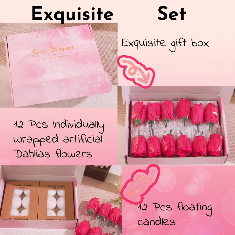 Wppnsy 24 Pcs Floating Candles For Centerpieces And Floating Flowers Artificial Flowers Head Vase Filler For Party Home Table Wedding Centerpieces Decoration (Champagne) - Image 5