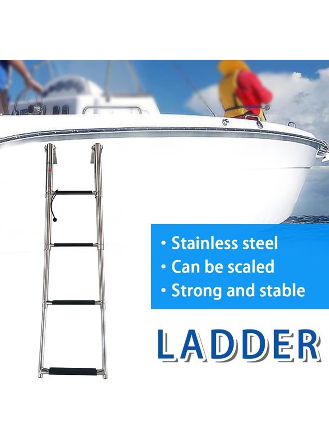 Haida 4 Step Telescoping Folding Pontoon Boat Dock Ladder, Stainless Steel Swim Step Ladder for Boat Yacht Dock - Image 4