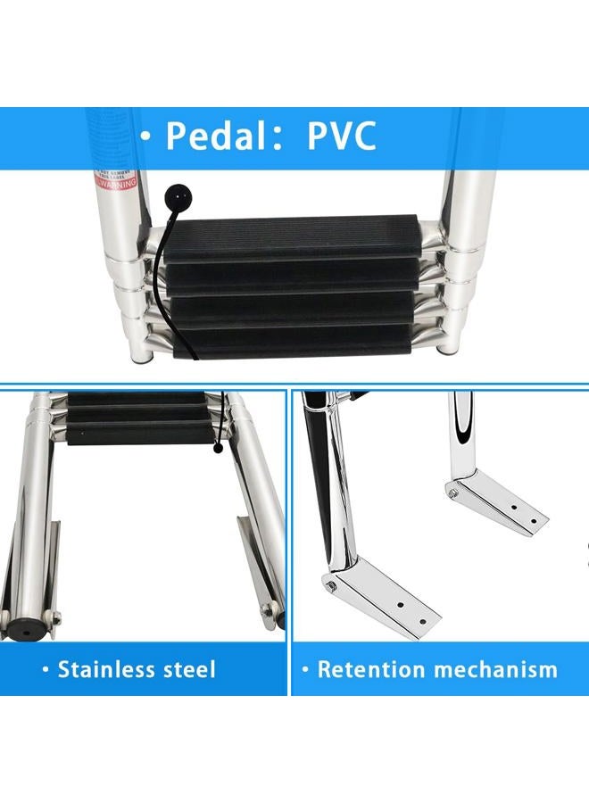 Haida 4 Step Telescoping Folding Pontoon Boat Dock Ladder, Stainless Steel Swim Step Ladder for Boat Yacht Dock - Image 5