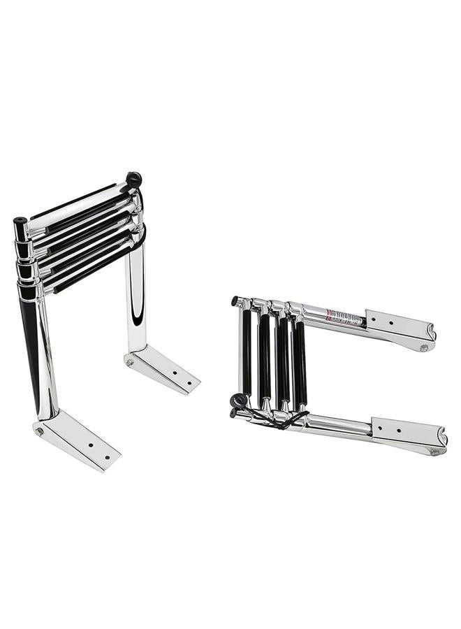 Haida 4 Step Telescoping Folding Pontoon Boat Dock Ladder, Stainless Steel Swim Step Ladder for Boat Yacht Dock - Image 1