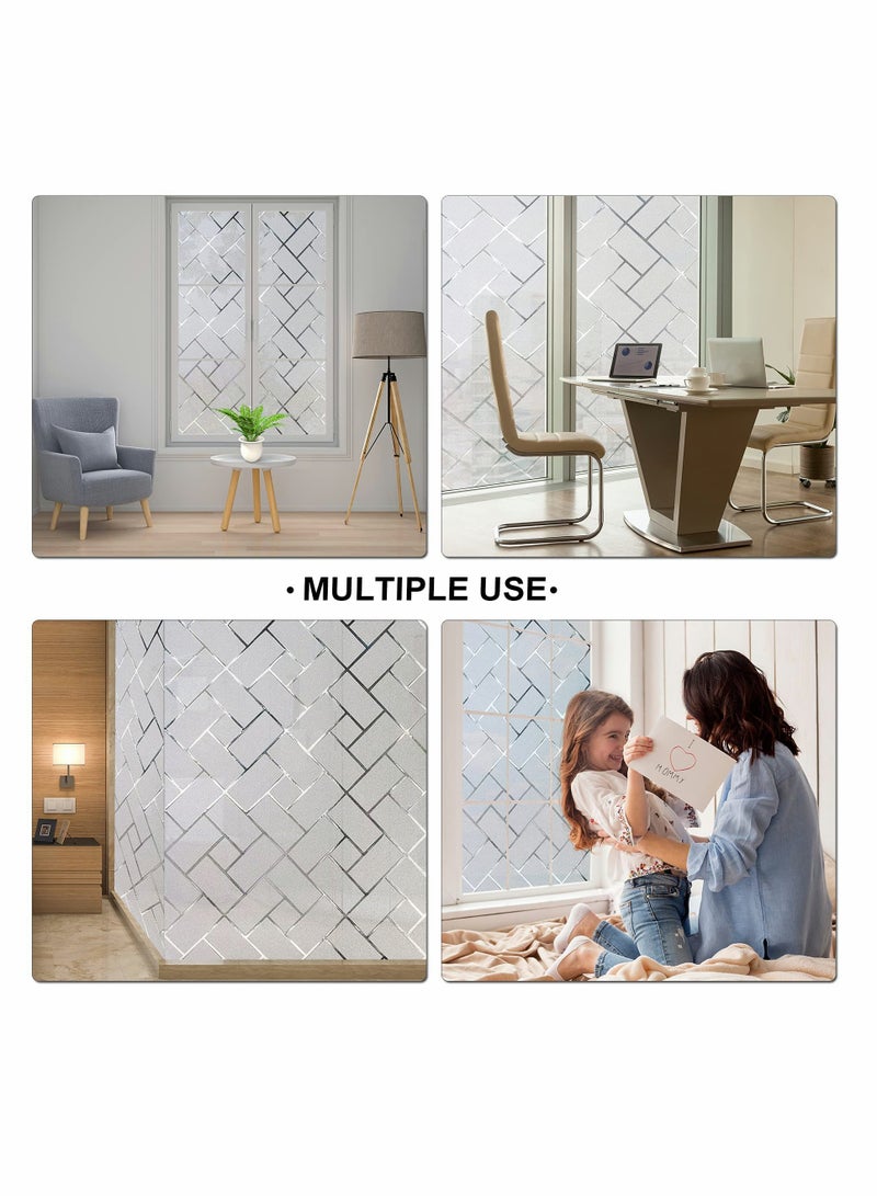 KASTWAVE Privacy Window Films, Window Stickers, Self Adhesive Decorative Frosted Glass Window Stickers, Anti UV Opaque Removable Static Cling Glass Coverings for Home Kitchen Bathroom Office 11.8" x 78.7"  - Image 5