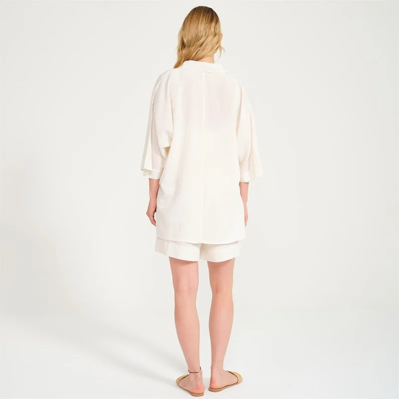 ميسبيغا Top and Bottom Set with Cream Linen Shorts