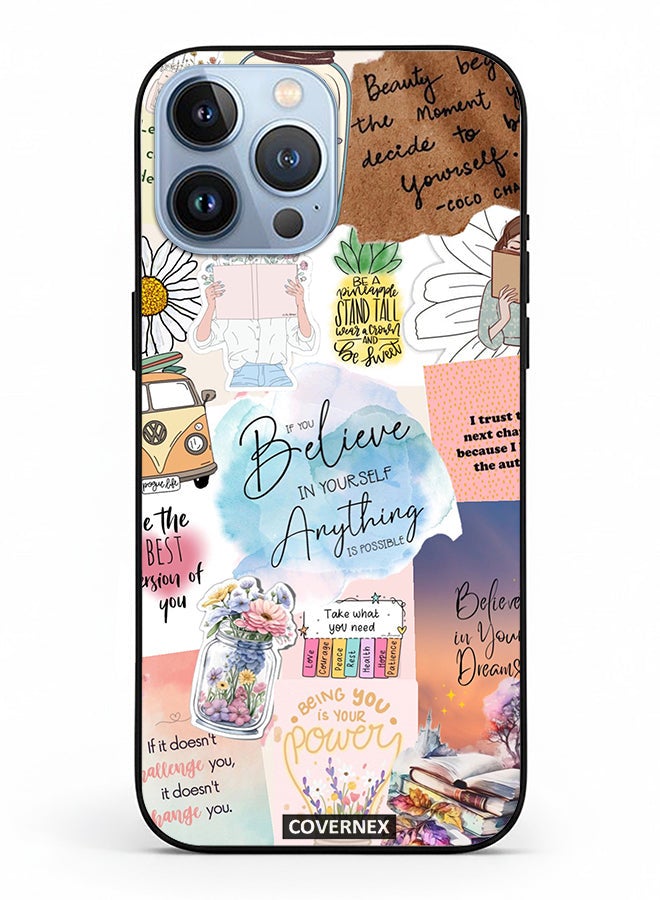 Covernex Apple iPhone 13 Pro Max Protective Case Cover Printed Featuring Inspirational Themed with Floral and Travel Elements - Image 2