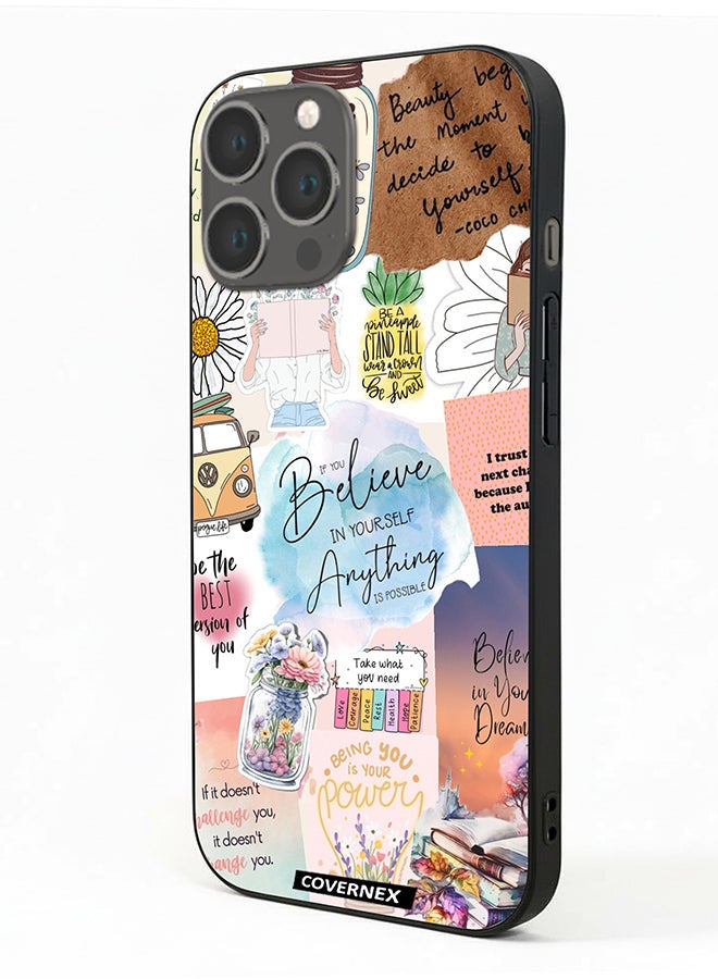 Covernex Apple iPhone 13 Pro Max Protective Case Cover Printed Featuring Inspirational Themed with Floral and Travel Elements - Image 1