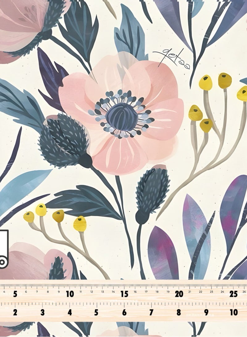 Vellato Al Lail Aramny Silk Fabric By The Yard Pink Blue Floral Design Jalabiya Makhweer Dressmaking 58 Inches Width - Image 4