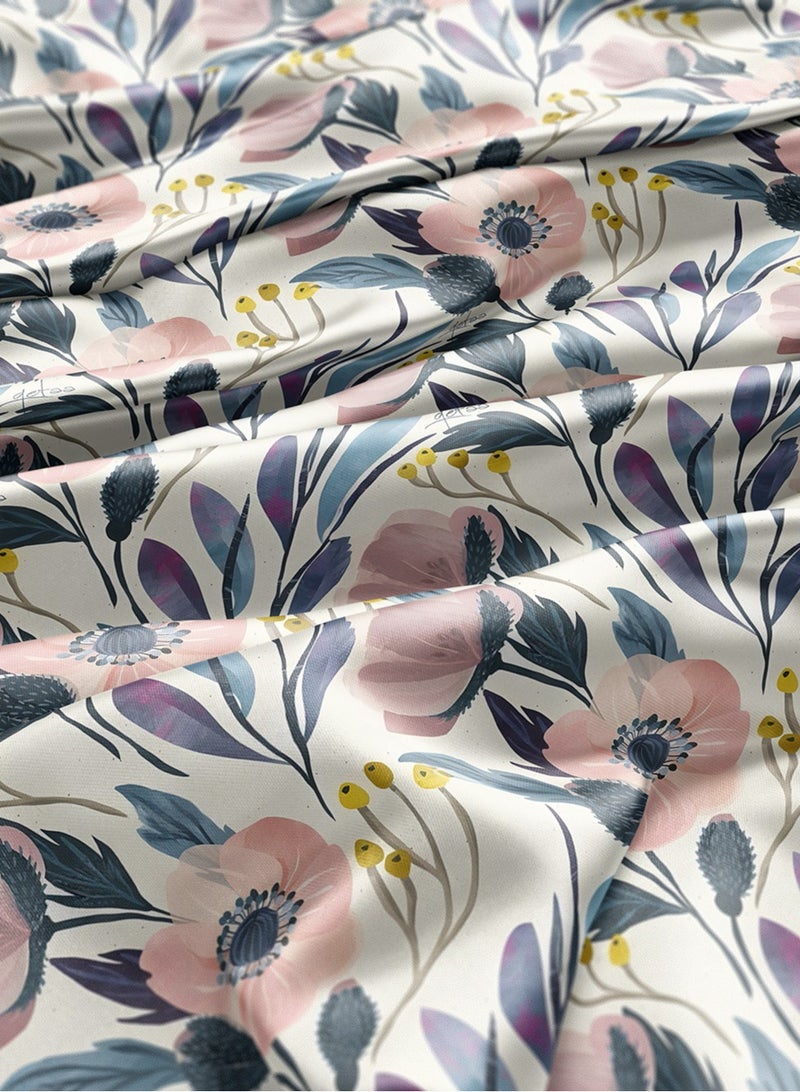 Vellato Al Lail Aramny Silk Fabric By The Yard Pink Blue Floral Design Jalabiya Makhweer Dressmaking 58 Inches Width - Image 3