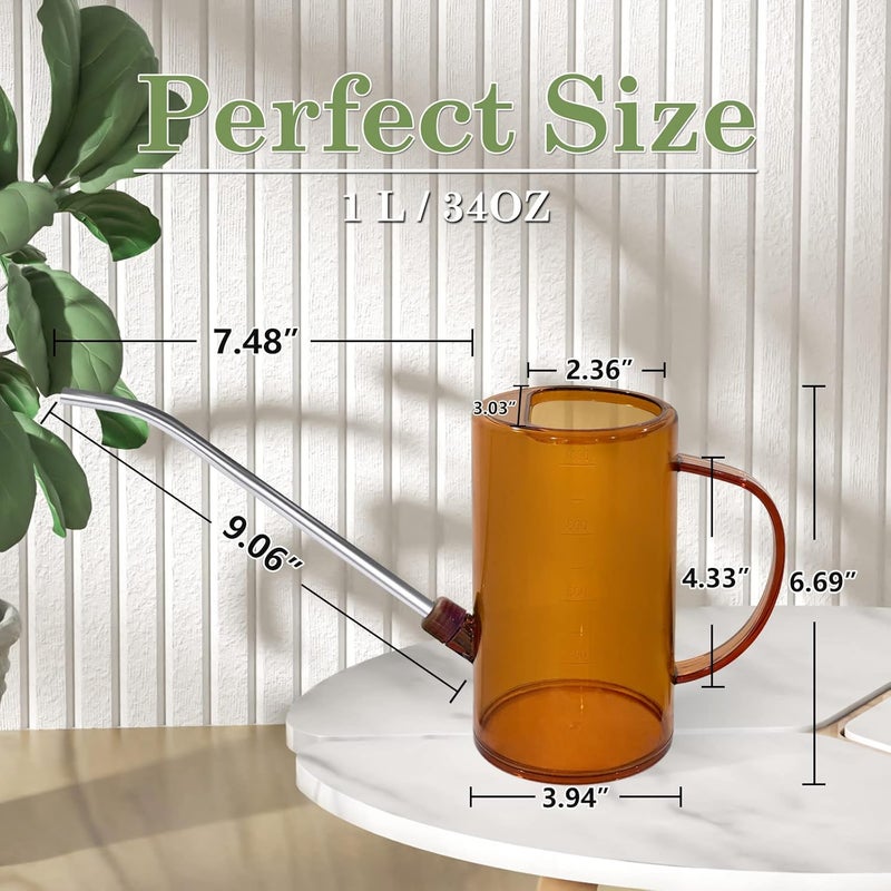 Qilebi Small Watering Can for Indoor Plants with Stainless Steel Long Spout for House Plant Flowers Garden 1L/34oz - Image 5