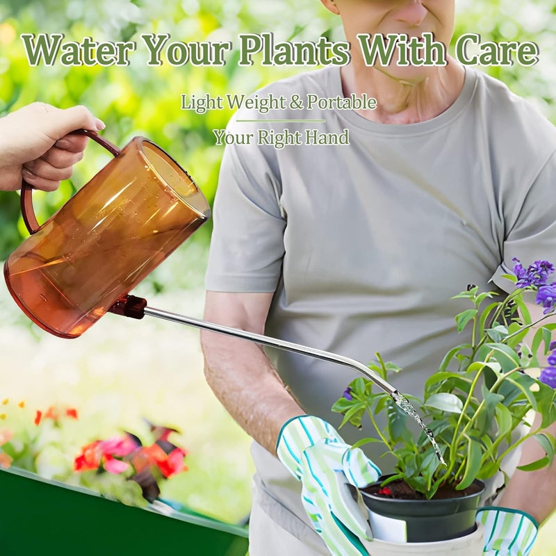 Qilebi Small Watering Can for Indoor Plants with Stainless Steel Long Spout for House Plant Flowers Garden 1L/34oz - Image 2