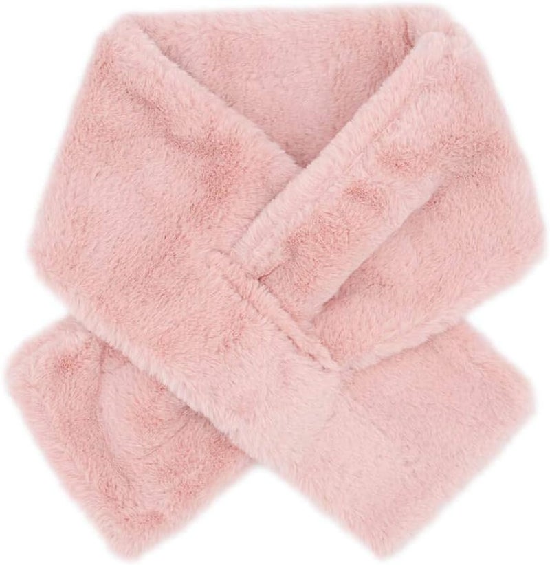 surell Children's Faux Fur Pull-Through Scarf - Kid's Fuzzy Stylish Neckwear Scarves - Image 1