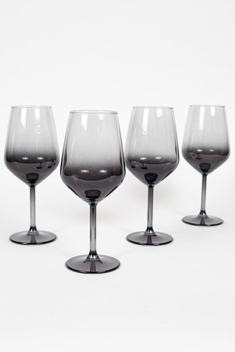 RAKLE Wine Glasses Set of 4, 14.3oz Modern Colored Drinking Tumblers for Red White Rose Wine and Cocktails, LeadFree Durable Dishwasher Safe Glassware, Black Gradient Colored - Image 1
